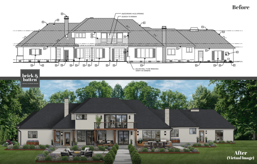 A before and after demonstrating the power of house staging for outdoor spaces